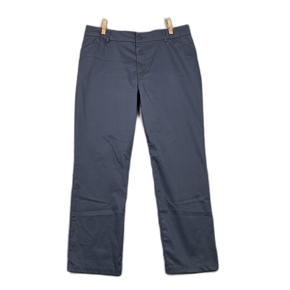 Lee Wrinkle Free Straight Leg Pants Women 16 Stretch Relaxed Fit Academia Preppy